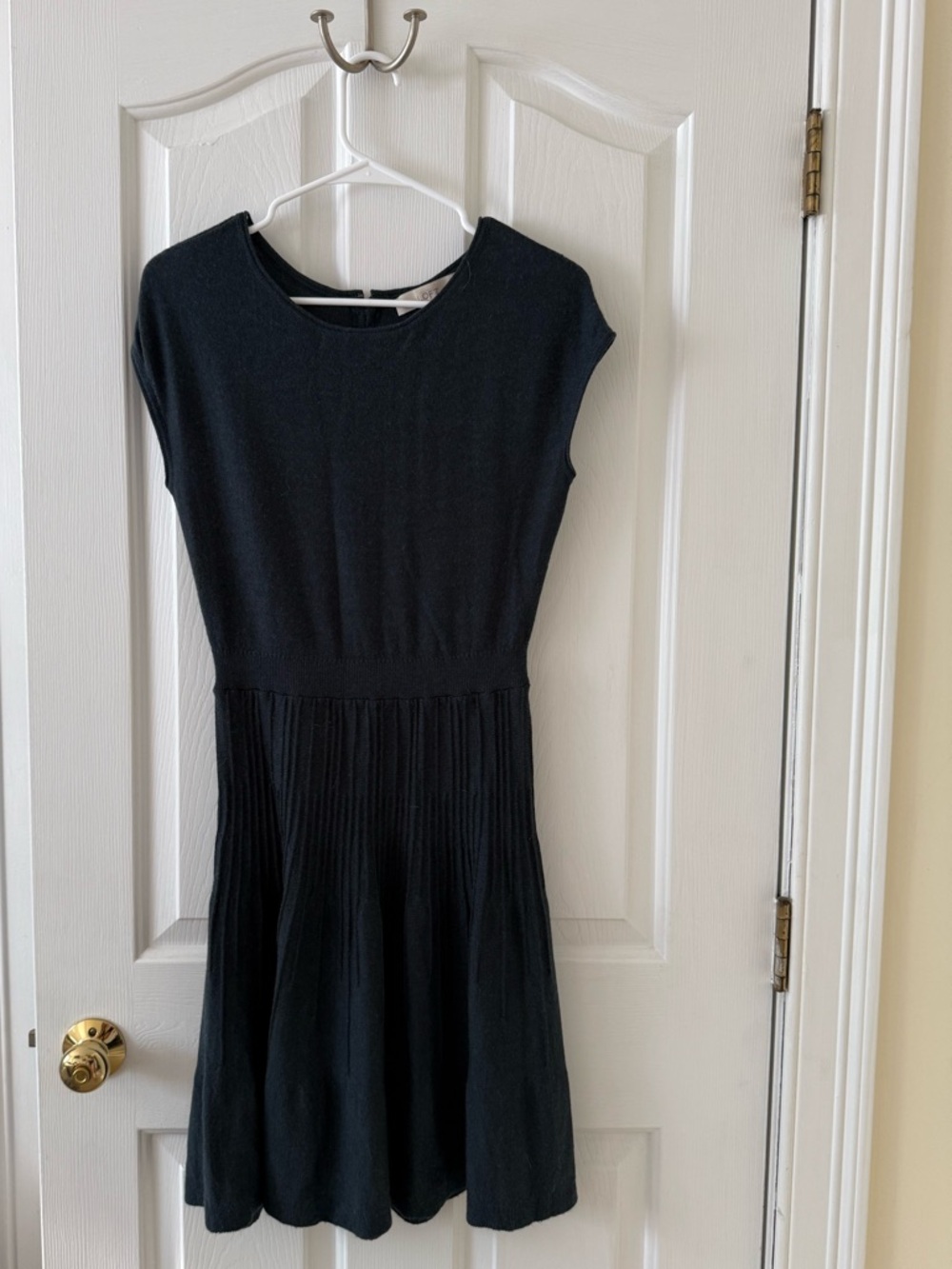 LOFT Dark Green Dress with Pleated Skirt